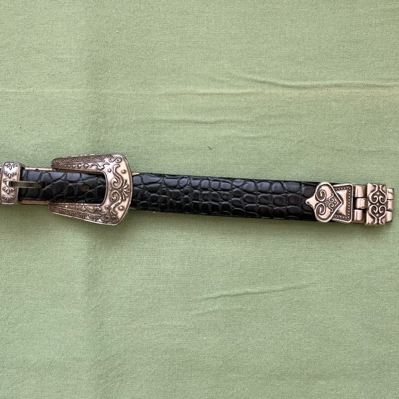Black BRIGHTON Belt with Silver - Picture 1 of 7